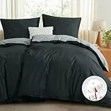 RUIKASI Bettwäsche 135x200 Baumwolle 4teilig - Bettwäsche-Sets 135x200cm Grau Wendebettwäsche 4tlg mit Reißverschluss, zweifarbige Bettbezüge 2er Set Anthrazit und Hellgrau Cotton