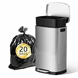 KSSKSS Mülleimer Küche, 50 Liter Edelstahl Abfalleimer, 50L Treteimer mit sanft schließendem Deckel und Fußpedal, Softclose, Abnehmbarer Inneneimer, Rechteckig, Silber