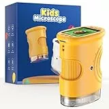 1000X Digital Mikroskop für Kinder Lupe: Handy Taschenmikroskop mit 2.0' IPS Bildschirm & 8 LED Licht - Geschenk ab 3-6 6-12 Jährige - Mini Magnifying Glass - Kids Gartenspielzeug Gelb Mint-Spielzeug