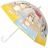 Bluey Regenschirm für Kinder mit buntem und fröhlichem Design – Windfester Kinderschirm mit sicherer Handöffnung und ergonomischem Griff