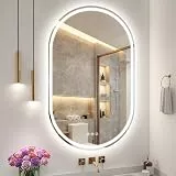 S'bagno Badspiegel-mit-Beleuchtung 600x1000 mm, Oval-Badezimmerspiegel-mit-Beleuchtung und Bluetooth, Entfoggen, 3000K/4000K/6500K, IP44 LED Badspiegel mit Speicherfunktion, Horizontal/Vertikal