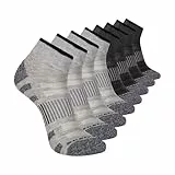 Skechers Herren 8er-Pack Work Collection Quarter Crew, Verlängertes Kissen und Netz-belüftung Socken, Cool Grey/Steel Grey, 10-13