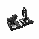 KROM K-FLIGHT – Joystick mit Schub- und Steuerhebel, Vibration, 2 Achsen, 2 POVs, 16 Tasten, rutschfester Griff – kompatibel mit PC, PS4, Xbox One – Schwarz