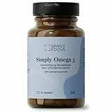 Simply Focus - Simply Omega 3 Kapseln hochdosiert mit je 1000 mg Fischöl – EPA & DHA zur Erhaltung der normalen Herz- und Gehirnfunktion und Unterstützung der Sehkraft – Gluten und Laktose frei