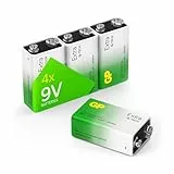 GP Extra Alkaline 9V Blockbatterie Longlife | 9V Batterien mit hoher Energiedichte | 4 Stück Blockbatterien 9 Volt für Rauchmelder etc. | Neue G-TECH Technologie