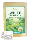 TeeLux Weißer Tee Beutel 100 Stück, Vegan, Rein Natürlicher Weißer Tee, Reich an Antioxidantien, Biologisch Abbaubare Teebeutel