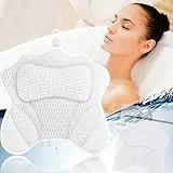 ZUSUZU Badewannenkissen–Badekissen als Nacken & Nackenkissen Badewanne mit 4D-Air-Mesh-Technologie und Saugnäpfen,ideal für Home Spa–Unterstützt Kopf,Schultern und Rücken in der Badewanne (Weiß)