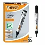 BIC Marking 2000 Permanent Marker, in Schwarz, Wasserfester Stift für Glas, Metall, Holz & Co, Strichstärke 1,7 mm, 12er Pack