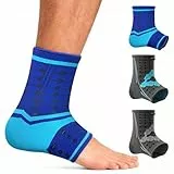 bonmedico Sprunggelenkbandage - Rutschfeste Knöchelbandage Sprunggelenk für Damen & Herren - Stützende Bandage für Fußgelenk, Achillessehne - Wellness Geschenke - 1 Fußbandage (Blue, Unisex Medium)