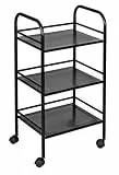 WENKO Badwagen mit 3 Etagen, Beistellwagen mit Rollen, aus lackiertem Stahl, 41 x 75 x 32 cm, Schwarz
