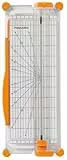 Fiskars SureCut Papierschneidemaschine, A4, Schmale Grundfläche, Papierschneider mit Schnittlinienführung, Weiß/Orange, 1077799