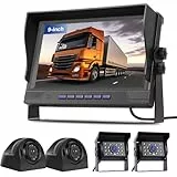 NHOPEEW Rückfahrkamera Kit mit 4 Rückfahrkameras - 9-Zoll IPS-Bildschirm - 720P Kameras unterstützen IP68 wasserdichte Nachtsicht Kompatibel mit den meisten Fahrzeugen