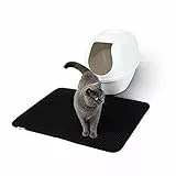 lionto Katzenstreumatte für Katzentoilette mit Anti-Rutsch-Beschichtung, 76x61x1,3 cm, Katzenklomatte wasserdicht & leicht zu reinigen, effektive Aufnahme von Katzenstreu im Bienenwabendesign, schwarz