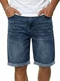 Runcati Jeans Shorts Herren Regular Fit Kurze Hosen Männer Sommer Stretch Bermuda Shorts Denim Einfarbig Baumwolle Freizeithose Blau L