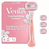 Gillette Venus Comfortglide Spa Breeze Rasierer Damen — Inkl. 4 Ersatzklingen für Nassrasierer, Rutschfestes und Ergonomisches Handstück — Rosa