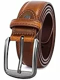 GSG SINCE 1998 Klassischer Ledergürtel für Herren - 37mm breit Gürtel Herren Leder Für Business und formelle Anlässe Gürtel für Männer Ledergürtel in Geschenkbox Braun 34-38 inch