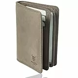 MATADOR Fahrzeugpapiere Hülle Leder #Porto mit edler Geschenk Box, Elegante Fahrzeugscheinhülle mit RFID Schutz, Luxus Scheckkartenhülle Mappe mit Fächern in Grau