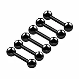 KJM FASHION 6 Stk Schwarz Eloxiert Barbell Ohrring 1,2 mm 16 g 8 mm 5/16 3mm Kugel Daith Cartilage Tragus Helix Ohrringe Rook Piercing Schmuck 6334