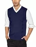 COOFANDY Pullunder Herren V-Ausschnitt Ärmellose Pullover Regular Fit Strickweste Business Pullunder Winter Sweater Weste Vest Navy Blau XXL
