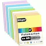 perfect ideaz - 100 Blatt Fotokarton DIN-A5, 10 Farben, 300 g/m², Made in Germany, Blauer Engel zertifiziert