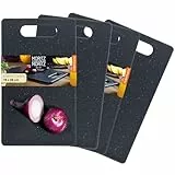 Moritz & Moritz 4x Schneidebrett Kunststoff Set in Granit Optik - 25 x 15 cm - Schneidebretter BPA frei - Frühstücksbrettchen - Schneidebrett Set hygienisch und spülmaschinenfest