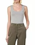 TOM TAILOR Damen Basic Top mit Logo-Stickerei 1032034, 11282 - Silver Grey Melange, XXL