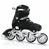 Nattork Inline-Skates für Jungen und Mädchen Männer Frauen, 4 Größen verstellbare Klingen Rollschuhe Anfänger für Erwachsene Jugend (Schwarz, XX-Large - Adult (9-12 Men/10-13 Women))