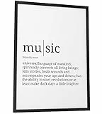 Papierschmiede® Definition Music, A3 Bild gerahmt im schwarzen Holzrahmen, Wandbild für Wohnzimmer, Schlafzimmer, Küche, Esszimmer, Poster Geschenk Wanddeko Spruch aufhängefertig