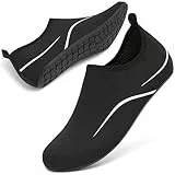 RUOMU Badeschuhe Damen Herren Wasserschuhe Schnell Trocknend Schwimmschuhe Strandschuhe rutschfeste Leicht Aquaschuhe Barfußschuhe Neoprenschuhe,Schwarz 39 EU