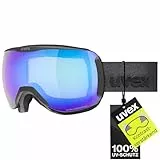 uvex downhill 2100 CV - kontrastverstärkende Skibrille mit schmalem Rahmen und extra weitem Sichtfeld für Damen und Herren - black matt/blue-green - one size