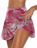 Damen Tennis Golf Sport Hosen Rock Dehnbar Laufrock 2 in1 Sport Leggings mit Rock Kurz Skort Hosen Rock Dehnbar Laufenrock