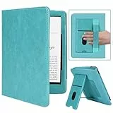 MMK Hülle für 7'/6,8' Kindle Paperwhite (12th/11th Generation-2024/2021), PU Leder Kickstand Schutzhülle mit Kartenfach Handschlaufe, für Kindle Paperwhite Signature Edition, Blau