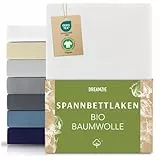 Dreamzie Premium Spannbettlaken 140x200cm bis 160x200cm Weiß, Spannbetttuch aus 100% Jersey Biobaumwolle, 150 g/m² - Oeko-TEX