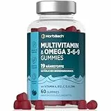 Multivitamin Gummies mit Omega 3 6 9 | 60 Vegane Gummibärchen | 17 Nährstoffe + Omega 3 6 9 | mit Jod Vitamin C A D3 E Biotin Zink & mehr | Horbaach