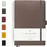 Scribble & Dot® Tagesplaner, Wochen- und Monatslayout | Erreichen Sie Ihre Ziele mit diesem Wochenkalender, Format A5, Hardcover Agenda, Jederzeit starten (Mokka)