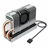 GRAUGEAR M.2 Kühler für M2 NVMe SSD 2280, 25mm PWM-Lüfter mit Kupfer Heatpipe, Aluminium Lamellen, Leistungsstarke Kühlung für M.2 SSDs