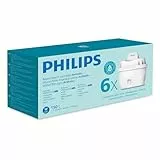 Philips Water Wasserfilter-Kartusche Antikalk+, 6er-Pack, BIS ZU 50 % WASSERHÄRTE REDUZIERUNG, Verpackung kann variieren, Kompatibel mit brita*