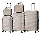 CELIMS - 5-teilige Koffersets | Kabinenkoffer + Mittlerer Koffer + Großer Koffer + 2X Kulturbeutel | Koffer-Set | Champagner