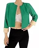 JOPHY & CO. Leichte Damen Kurzjacke mit langen Ärmeln ohne Kragen aus Kunstleder (Code 6352), Grasgrün, XL Shorts