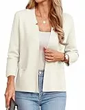 GRACE KARIN Strickjacken für Damen Open Front Leichte Jacke Damen Sommer Kurze Weiße Bolero Damen Festlich Beige M