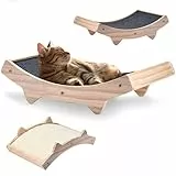 Pfotenolymp Katzenkratzbrett - Doppelseitig Haltbarer Katzen Kratzmatte - Holzstruktur Kratz Pads Katzenliege- Geflochtener Sisal + Teppichstoff Doppelseitige Katzenliege - 42 x 27.5 x 12cm