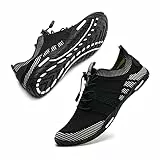 Badeschuhe Herren Damen Barfußschuhe Wasserschuhe Schwimmschuhe Strandschuhe für Surfen,Tauchen,Bootfahren,Gymnastik Fitness (Schwarz weiß, 48EU)