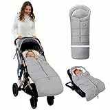 LAT Universal Fußsack für Babyschale Kinderwagen, Wind- und Wasserdicht mit Abnehmbarer Verlängerungsabschnitt Winterfußsack für Kinderwagen Buggy (Grundfarbe, Grau)