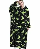Übergroße Kapuzenpullover-Decke mit riesiger Tasche, Sweatshirt-Decke für Damen und Herren, Einheitsgröße, Dinosaurier, One size