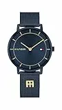 Tommy Hilfiger Zwei-Zeiger-Quarzwerk-Uhr für Damen mit Marinblaues Edelstahl-Mesh-Gliederarmband - 1782740