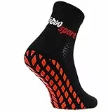 Rainbow Socks - Neo ABS Sport Socks - Damen Herren Neon Sneaker Sport Stopper Socken - 1 Paar - Schwarz - Größen 42-43