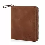 BROWN BEAR Geldbörse Reißverschluss Leder Vintage Braun für Damen & Herren | RFID-Schutz Portemonnaie mit Münzfach | Zip Geldbeutel Echtleder | BB Design 8009 HBR