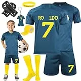 Heartsking Fussball Trikot Kinder, 23/24 Fussballtrikot Kinder Jungen Hause/Auswärts mit Fussball Socken Schienbeinschoner Schlüsselanhänger Weihnachts Geschenke Neujahrsgeschenk für Jungen