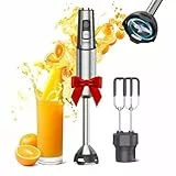 Anybear Stabmixer, 1100W 2-in-1 Stabmixer mit Vollkupfermotor & Edelstahlgehäuse, 15 Geschwindigkeitsstufen & Turbo-Modus, Anti-Kratz-Beschichtung, inkl. Schneebesen-Aufsatz