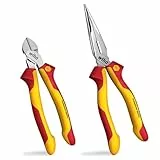 Wiha Zangen Set für Elektriker 2-tlg. I Flachrundzange 200mm + Seitenschneider 160mm I Zangenset Elektro VDE